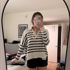 Loft Striped Black and White Sweater